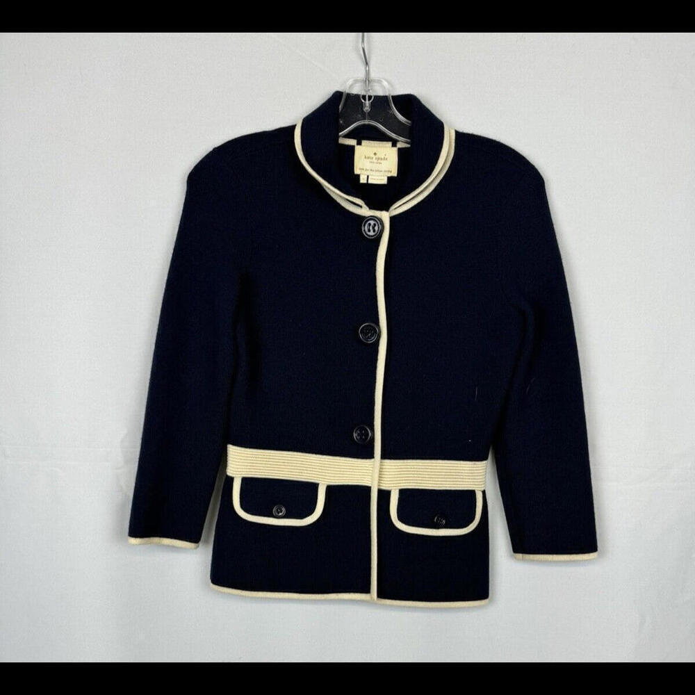 Kate Spade Mayson Wool Blend Sweater Jacket Blue Size 0 US